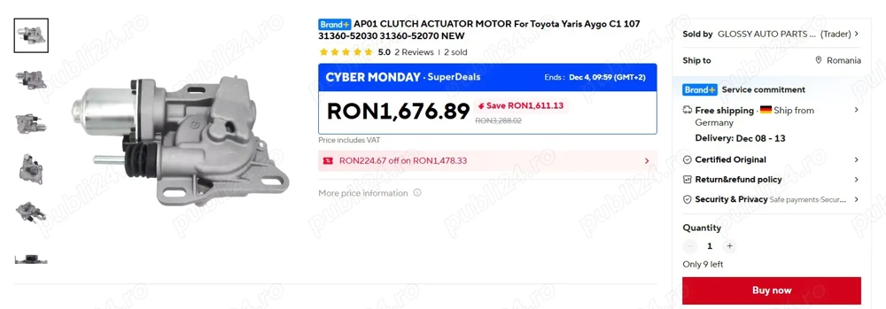 ACTUATOR ambreiaj pentru Toyota Yaris Aygo C1 107 31360-52030 31360-52070