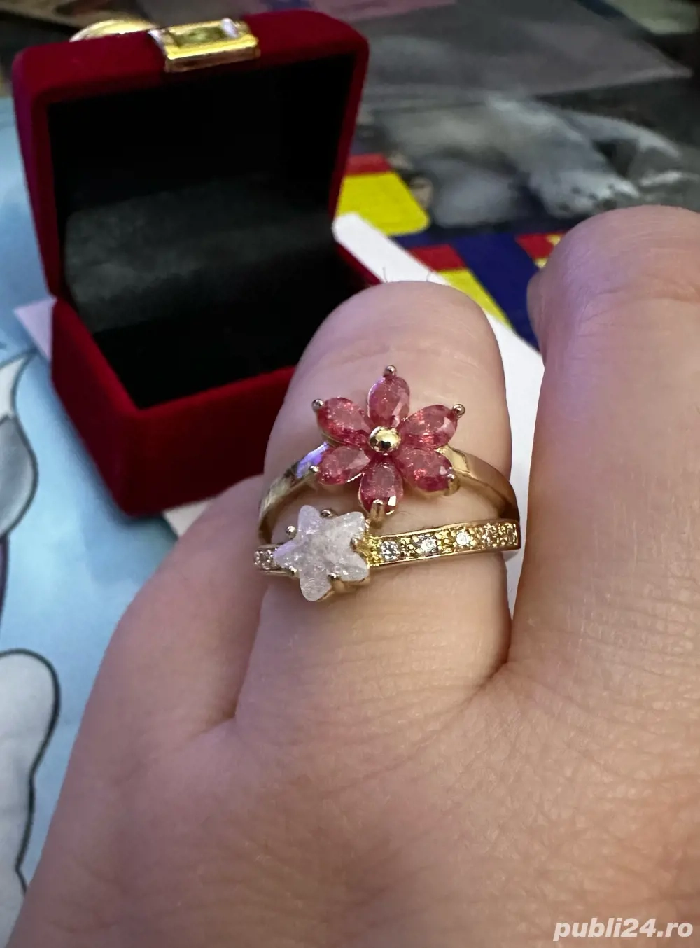 Inel din aliaj de zinc, placat cu aur galben 14K