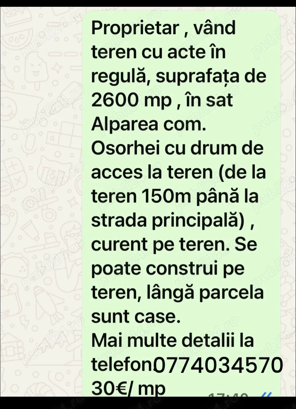 Teren de vânzare în Alparea con.Osorhei 2600 mp.30 mp