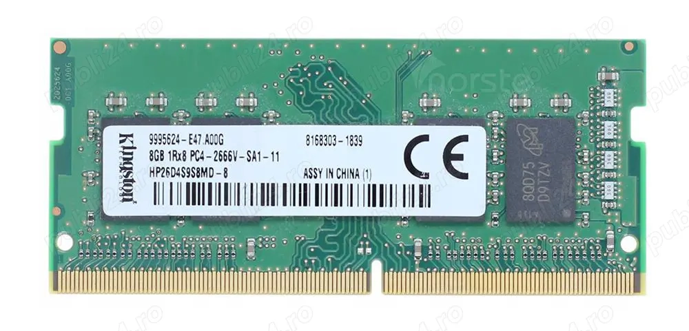 Memorie Laptop Kingston 8Gb DDR4 2666Mhz, NOUA, 2666V