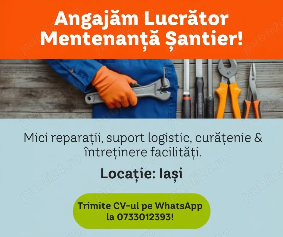 Lucrător mentenanță în șantier - Iași