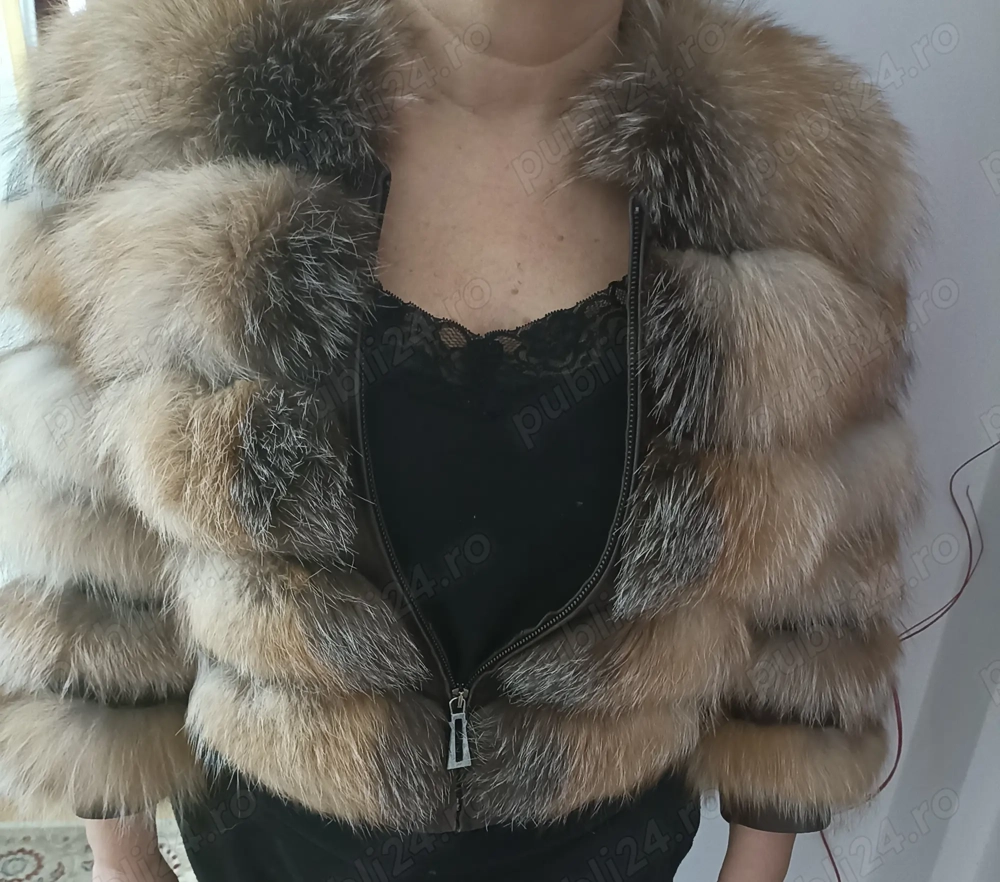 Blana Naturala Vulpe cu piele S M, 1500 lei 