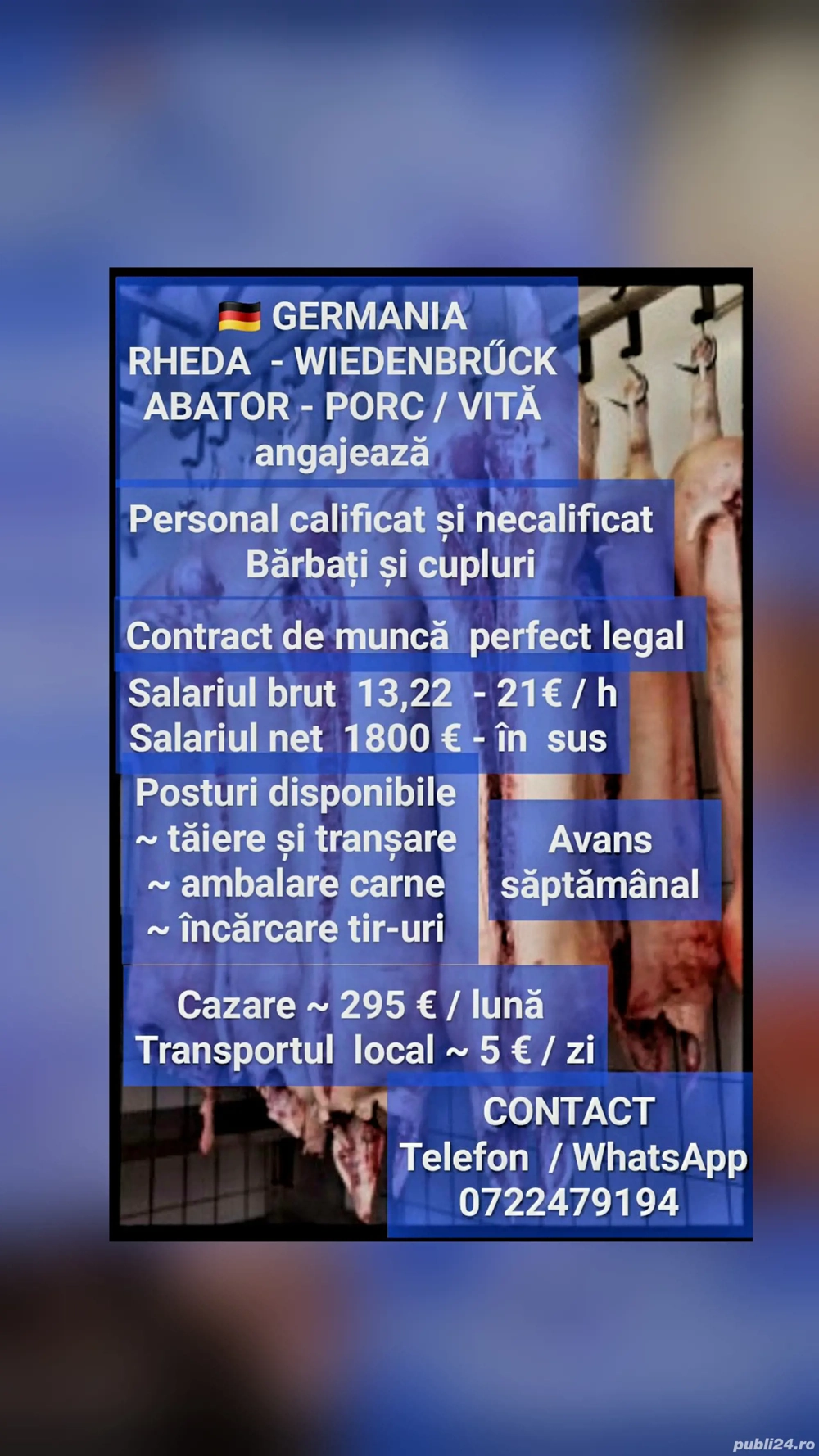 locuri de muncă în Germania la fabrica de carne 