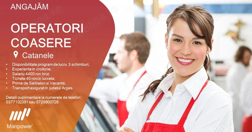 Angajam Operatori Coasere - Catanele 