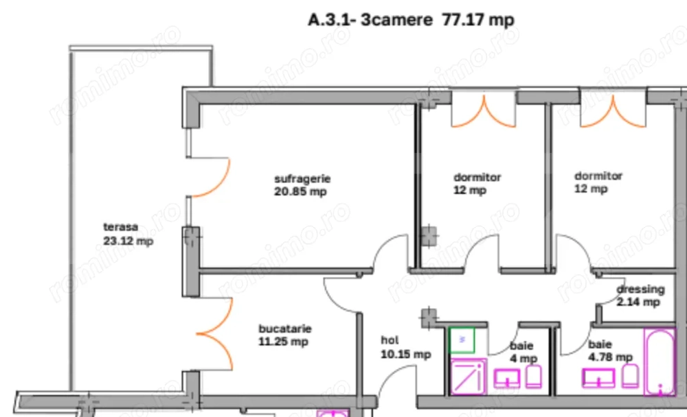 Apartamente spațioase cu 3 camere, balcon și dressing – bloc nou în Ghimbav