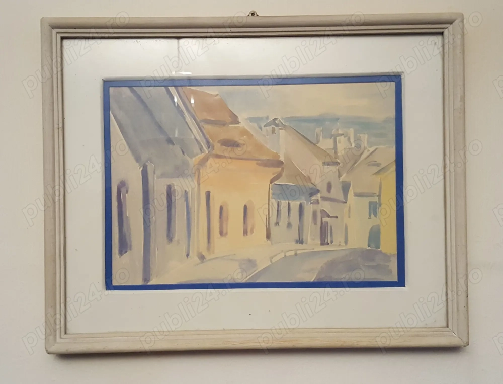 Tablou - case + strada oras medieval