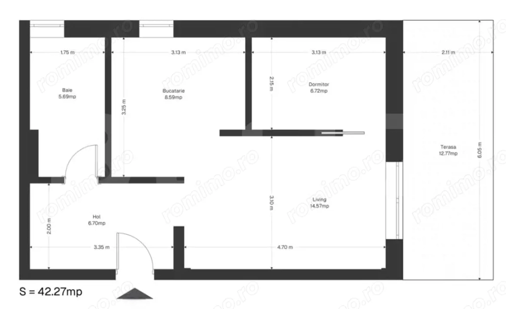 Apartement 1 cameră, 42.26 mp utili+ 12 mp grădină, zona Ghirodei