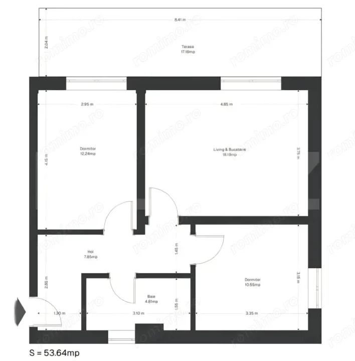 Apartament 3 camere, 53 mp utili+ 17 mp grădină, zona Ghirodei