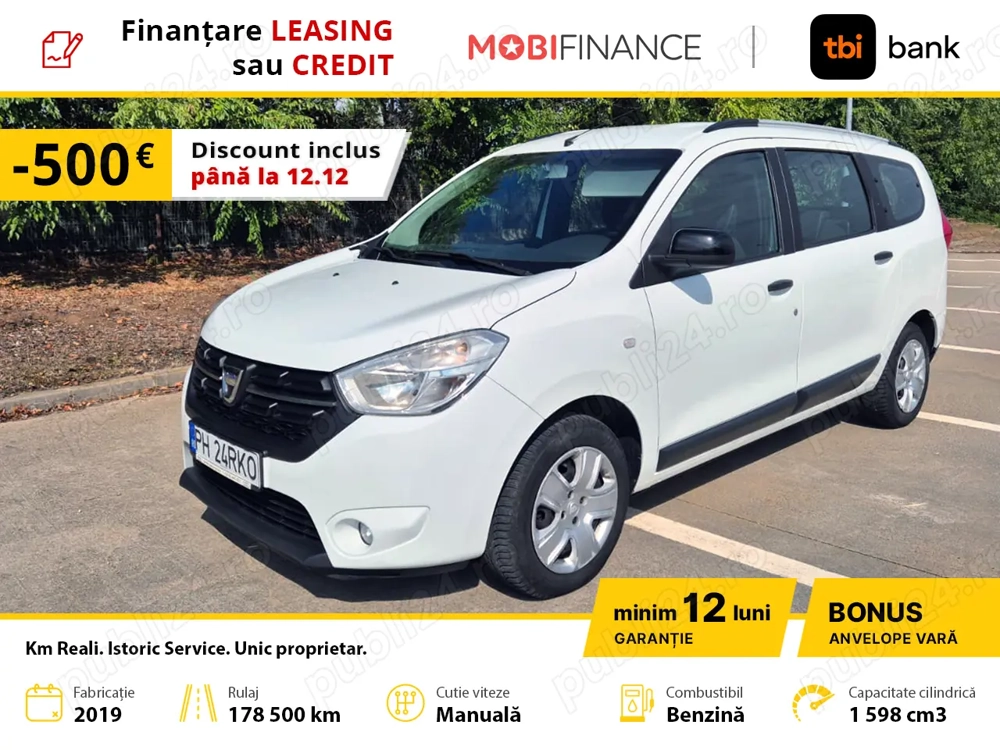 Dacia Lodgy 7 locuri 2019, 1.6 Laureate Benzina Manuala, 102 CP