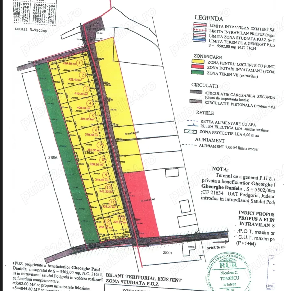De vanzare teren intravilan Podgoria la 4 km de Rm Sarat, Buzau  
