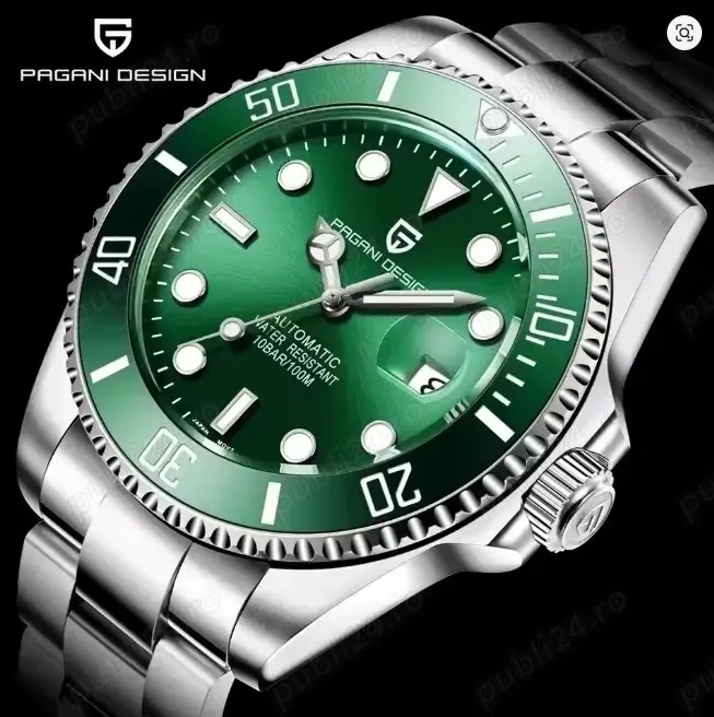 PAGANI DESIGN Ceramic Bezel Automatic Sapphire Glass Hulk Submariner 43 mm mecanism japonez Seiko NH