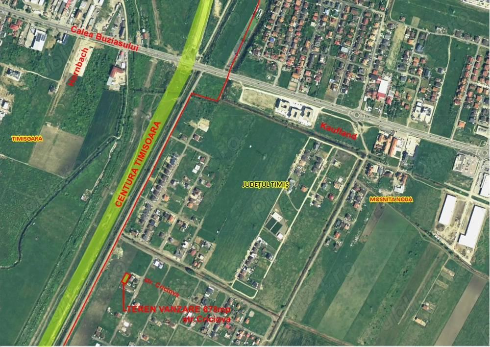 Proprietar vand teren 678 mp pentru casa pe strada Criciova , Mosnita Noua