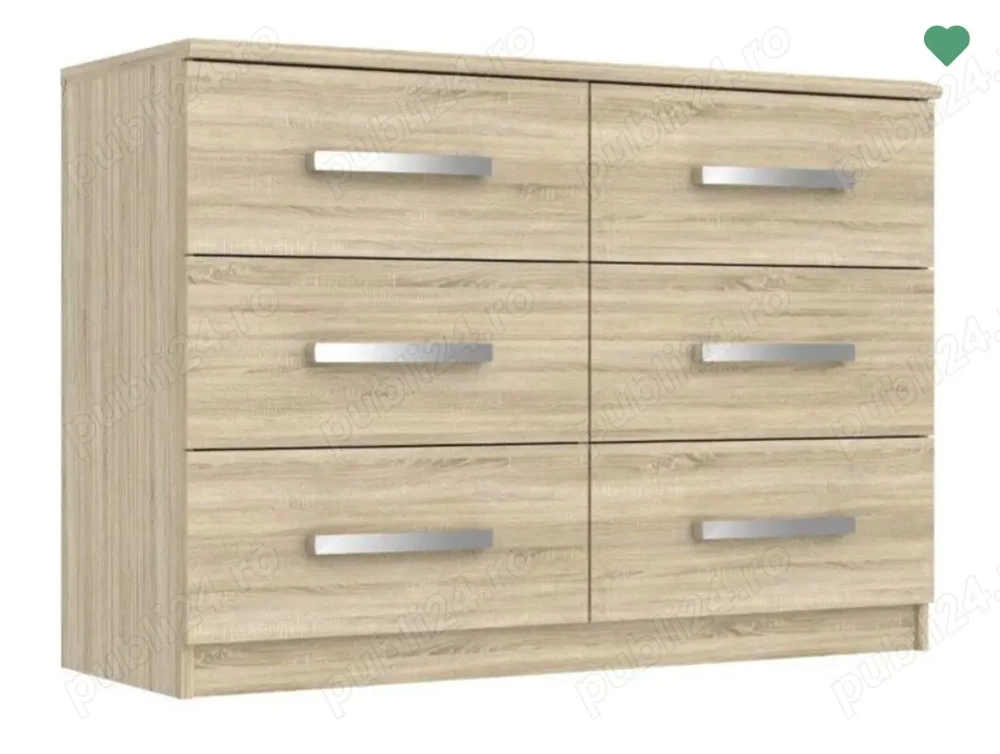 Comoda 6 sertare culoare stejar sonoma