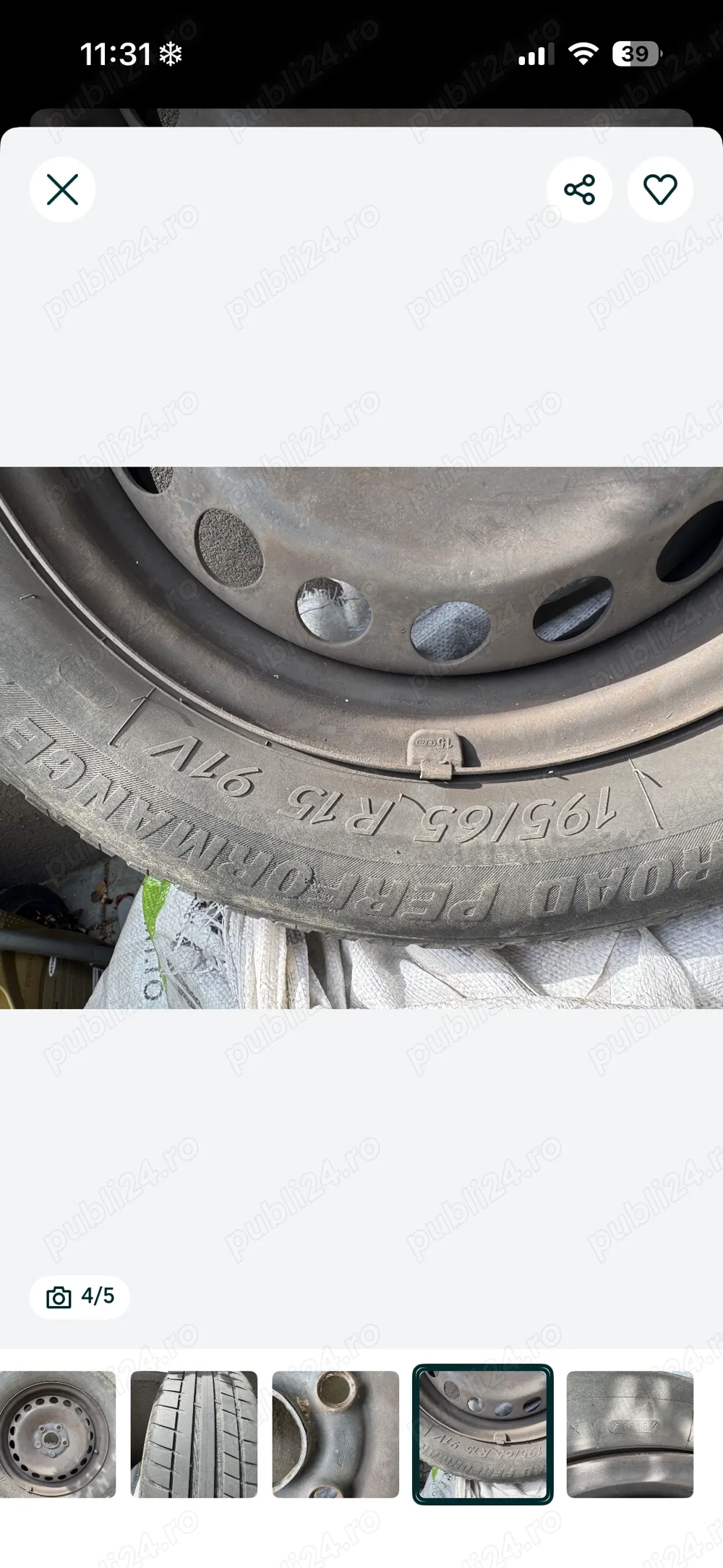 Vand set 4 jante cu anvelope vara Riken. Se pot vinde si 2 cate 2. Anvelope 195/65/15 jantele 5x112 