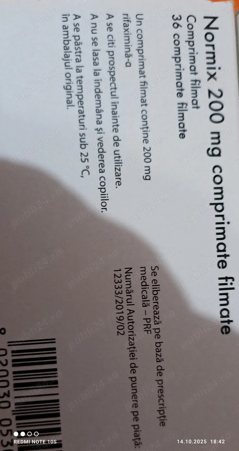 Vând Normix 200 mg x 18