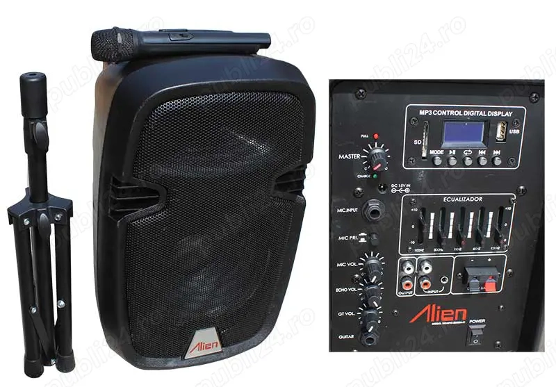 Boxa activa 10inch ABS 2110DA-R USB SD FM BT ACCU Alien