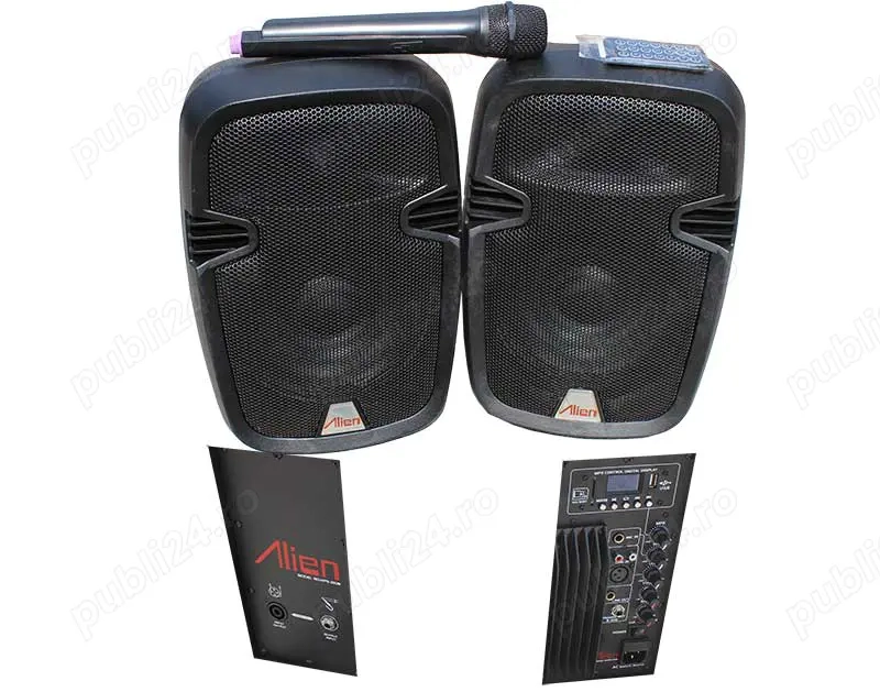 Set 2 boxe ABS 8inch 2108 USB SD FM BT Alien