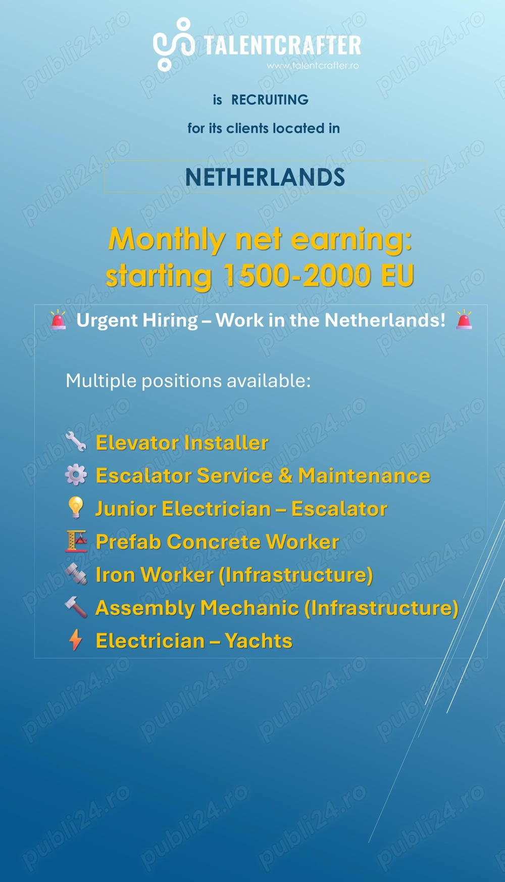 Angajare posturi multiple Olanda