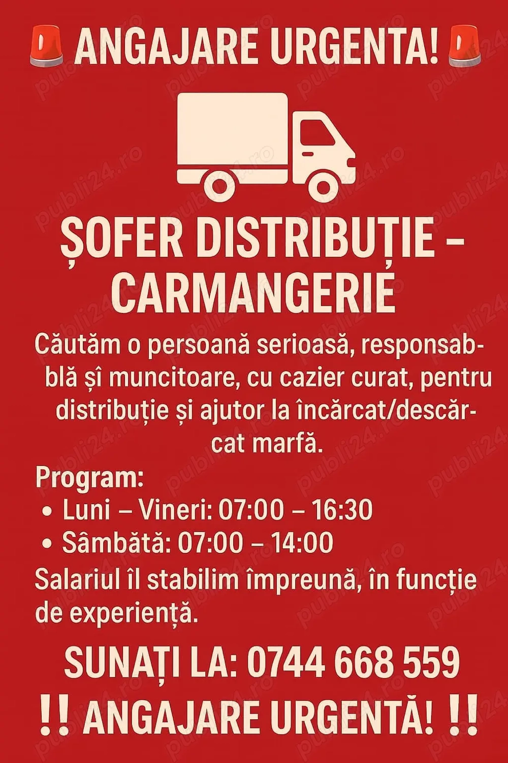 Sofer distributie- carmangerie Buzau