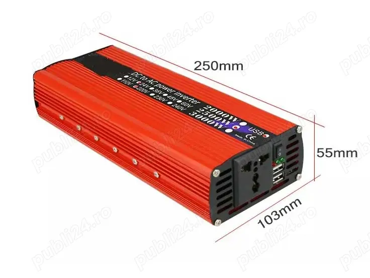 Invertor 24V 3000W cu USB