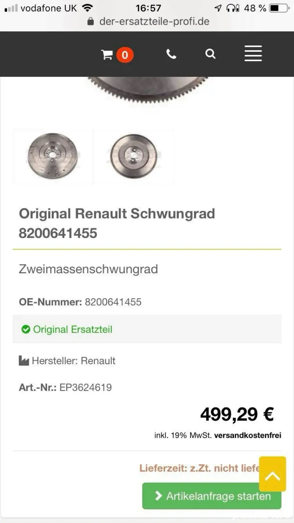 volanta Renault motor 2.0 dci