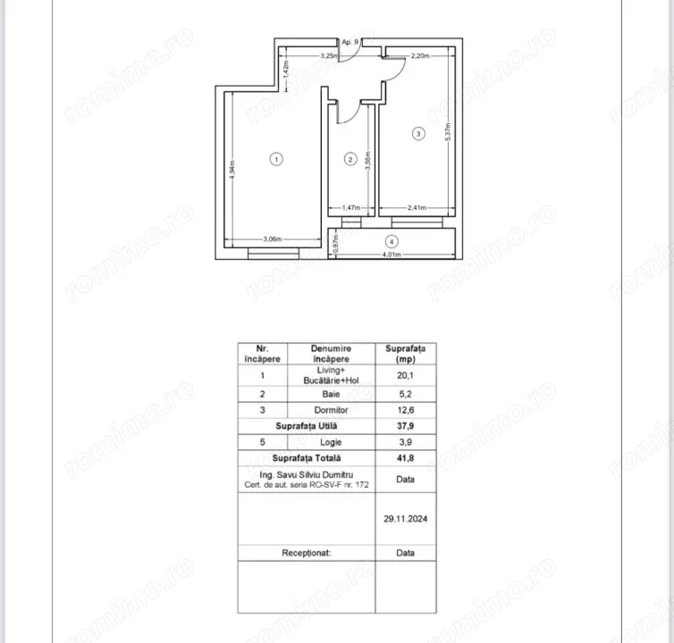 Apartament nou, 2 camere, 41,8 mp, Zona Ipotesti