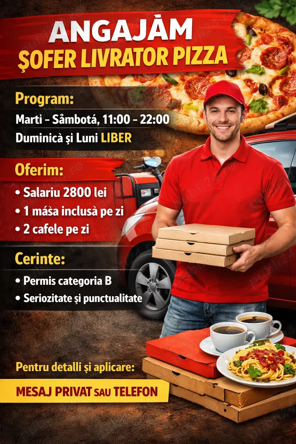 Sofer livrator pizza 