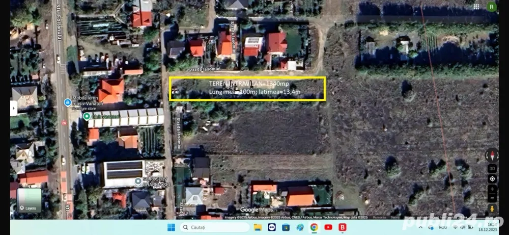Teren intravilan în satul Vânatori, judetul Galați