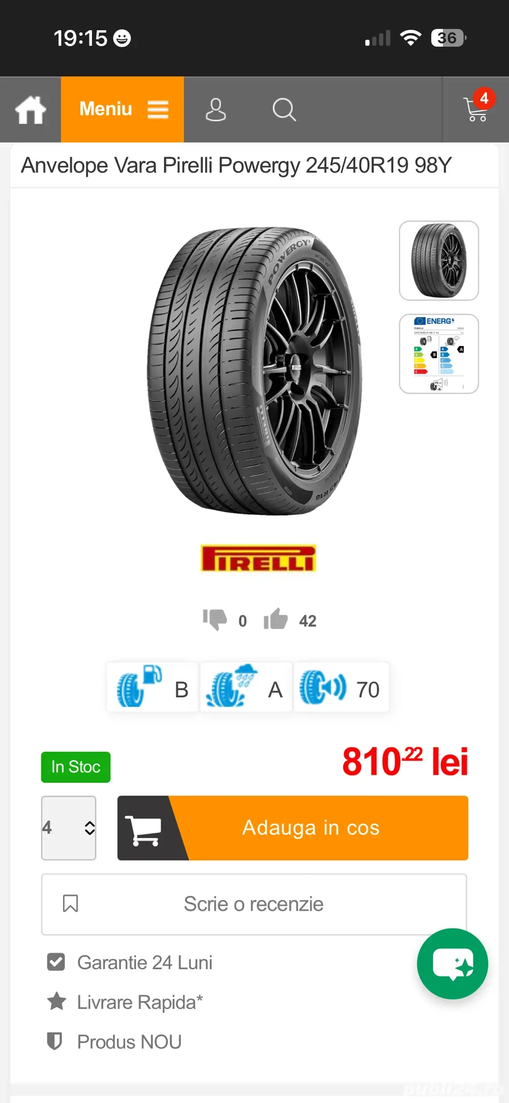 Vand anvelope pirelli 245/40 R19 vara 