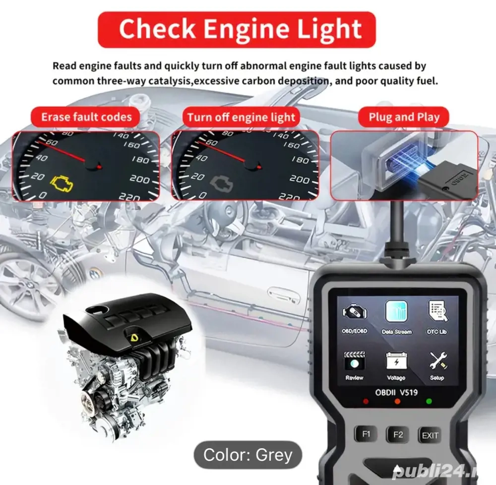 Scapă de „Check Engine” și erori ascunse! Tester Auto Profesional OBD2 V519 (Model 2025)