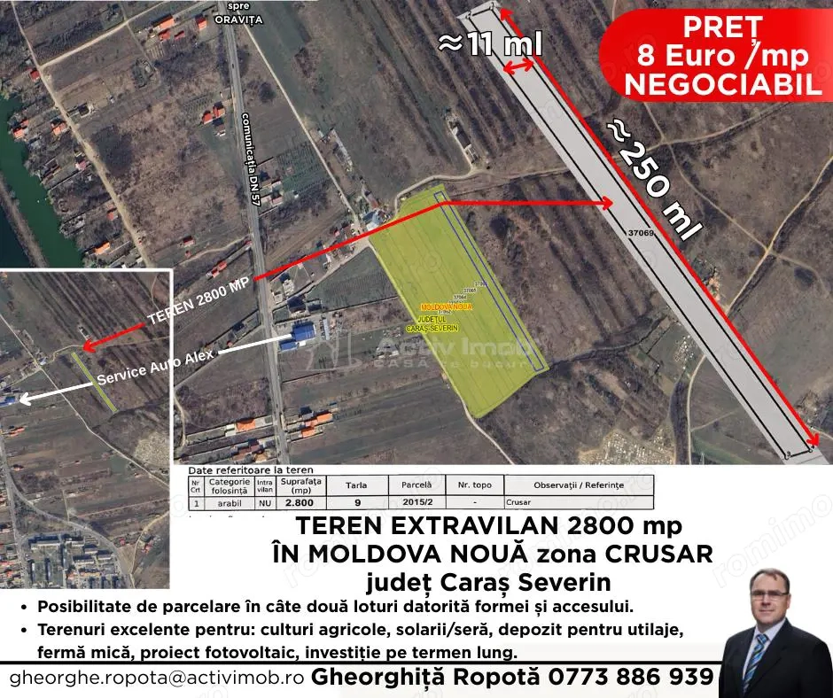 2 Terenuri Extravilan Moldova Noua – Parcelabile