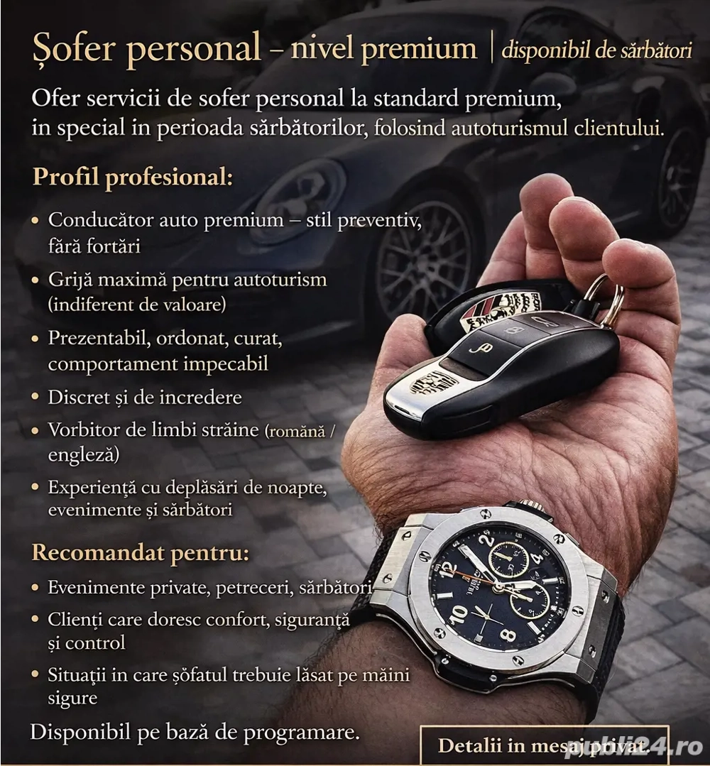 Șofer personal   nivel premium | disponibil de sărbători
