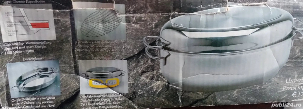 2in1 Vas inox cu capac 13L MULTIFUNCȚIONAL (Cratiță, Tigaie, Caserolă, Oală, etc.)