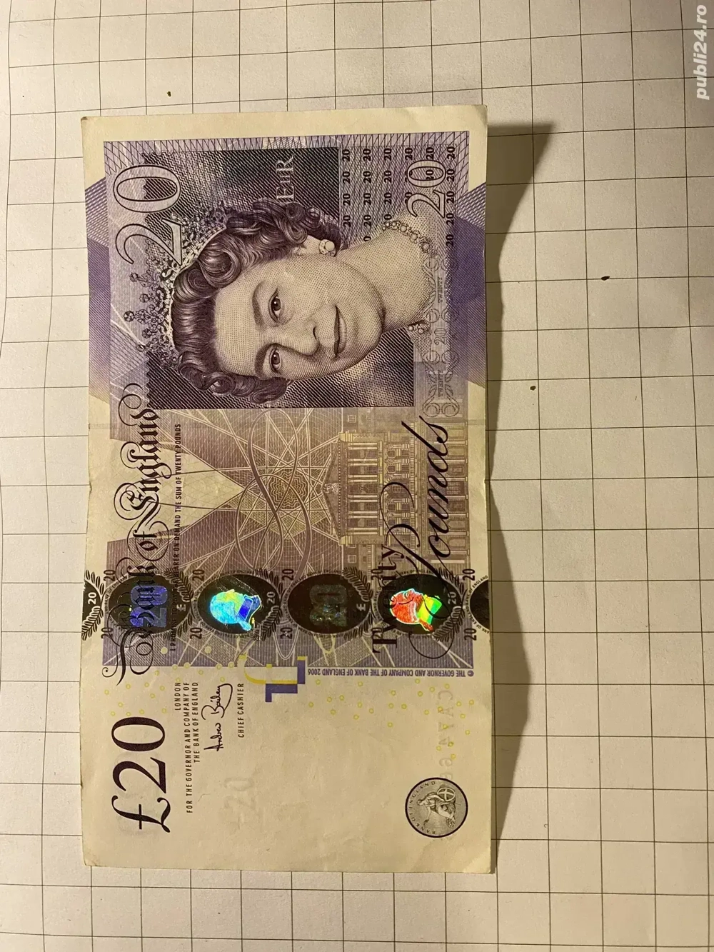 Bancnota 20 lire sterline GBP foarte buna colectie numismatica