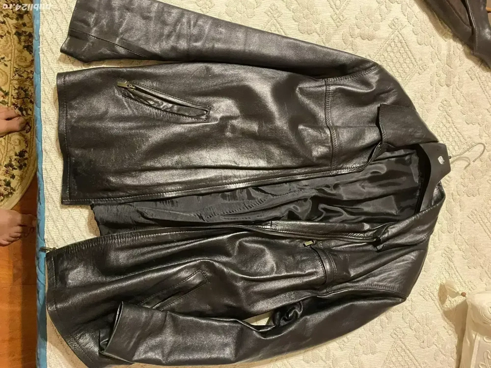 Geaca piele barbateasca neagra XXL