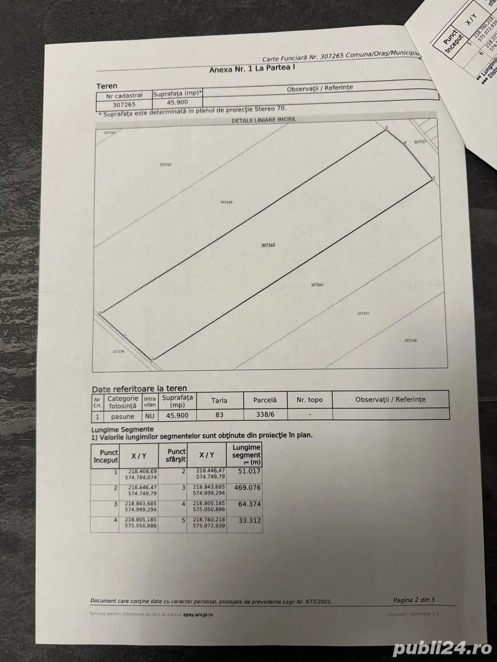 Teren extravilan de vanzare în Pilu
