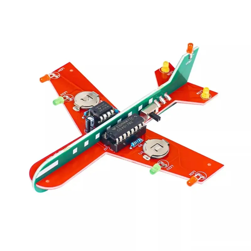  Kit electronic DIY  Avion cu LED-uri intermitente montaj educational (NE555 + CD4017)