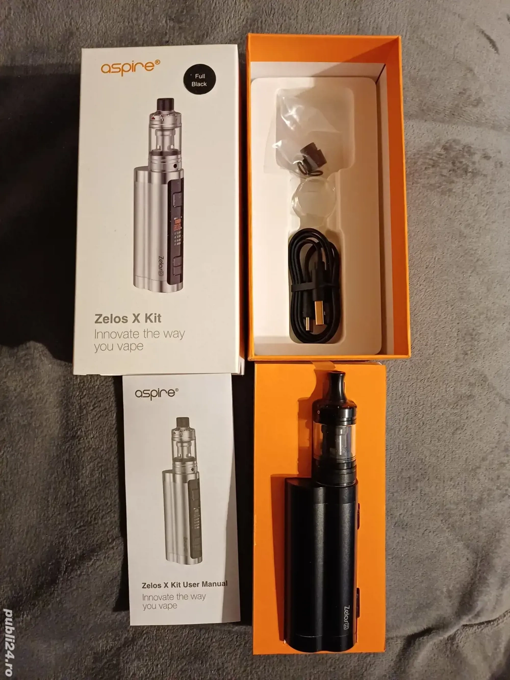 Vand Kit Aspire Zelos X negru si accesorii suplimentare