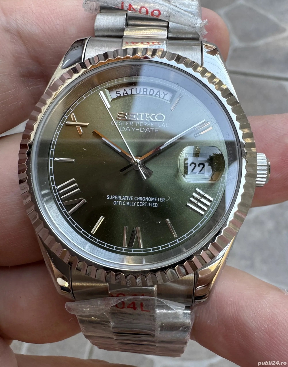 Seiko Mod Day-Date Oyster President Verde 40 mm mecanism japonez Miyoya 8285