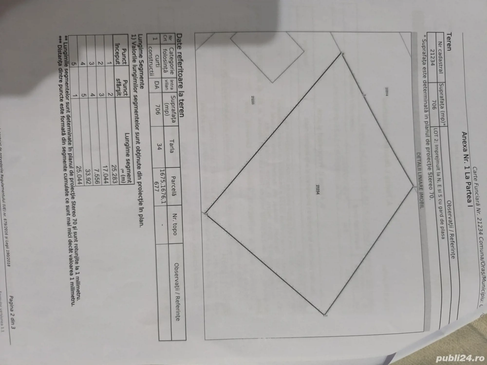 Vând teren intravilan situat in zona Gălbinași, judet Călărași, la 35 km de București. Suprafața est