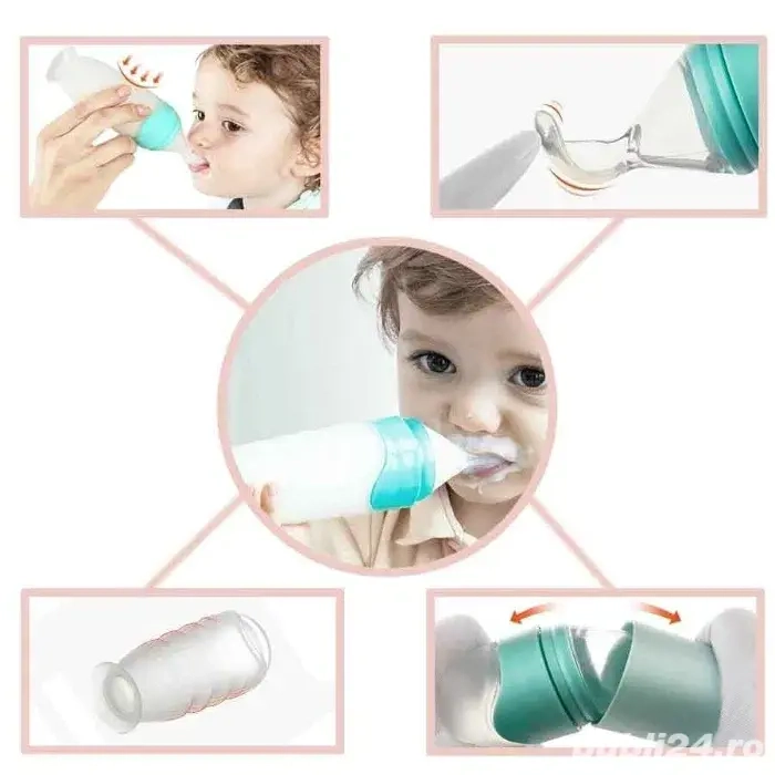 Lingurita de silicon cu rezervor 120 ml copii