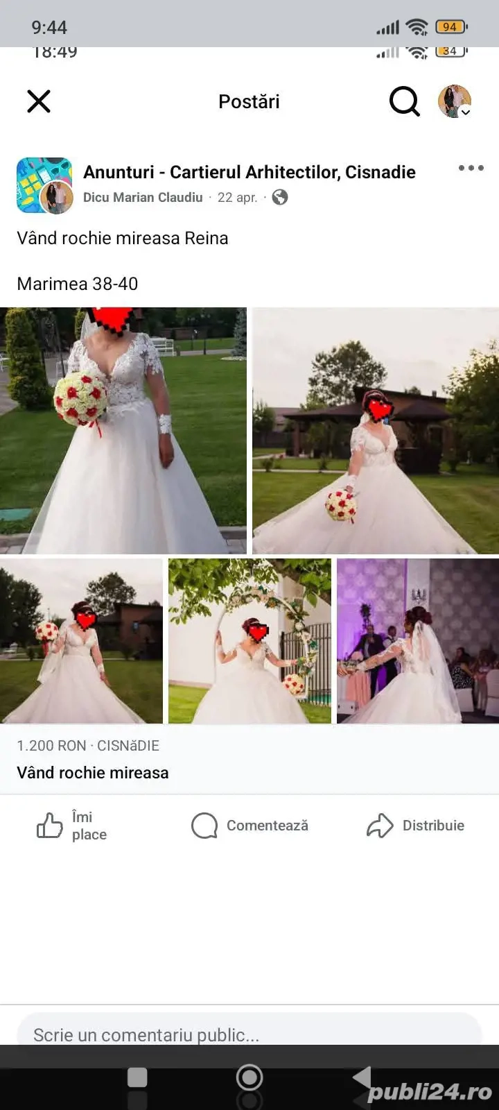 vand rochie mireasa Reina