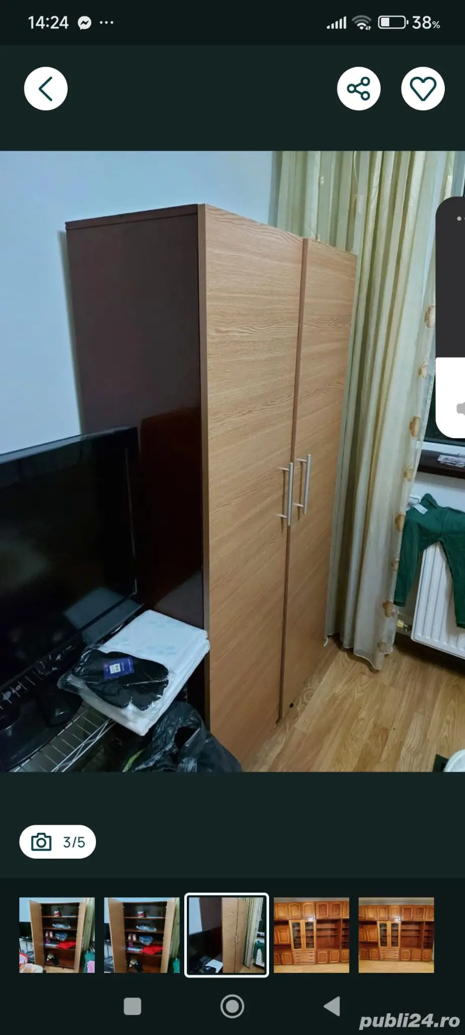 Vând dulap dublu 5 polițe , lemn, Voluntari lângâ București
