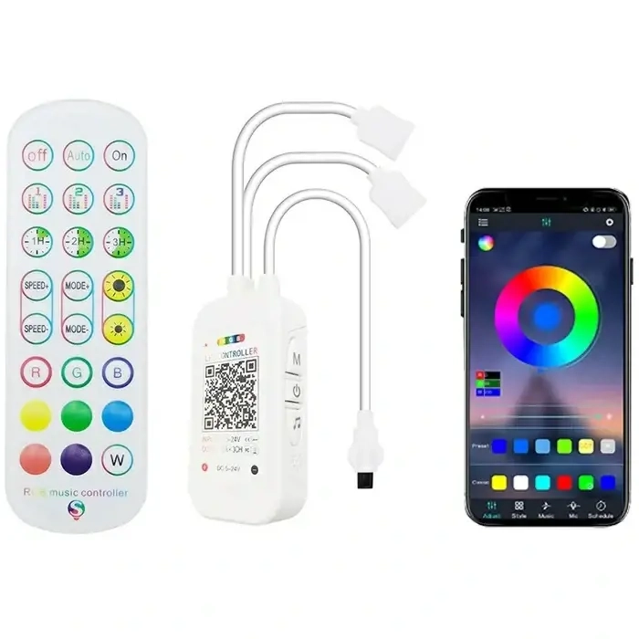 Controller Banda LED RGB Smart WiFi Tuya cu Telecomanda, Dimmer si Control Muzical