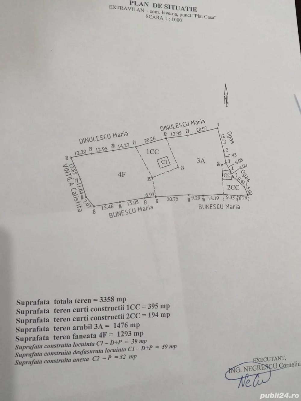 Vând teren+Casa Com Isverna 