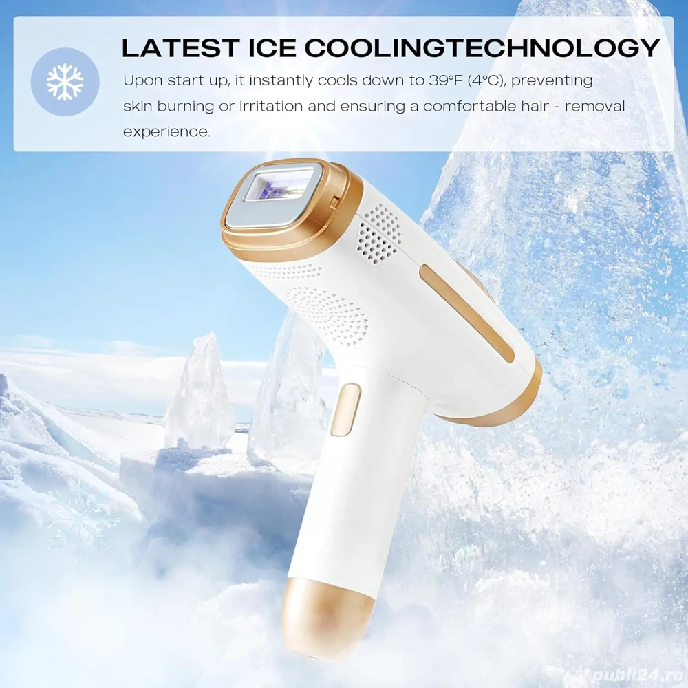 Epilator Laser IPL cu Răcire 4 C, 3 Funcții si 9 Niveluri