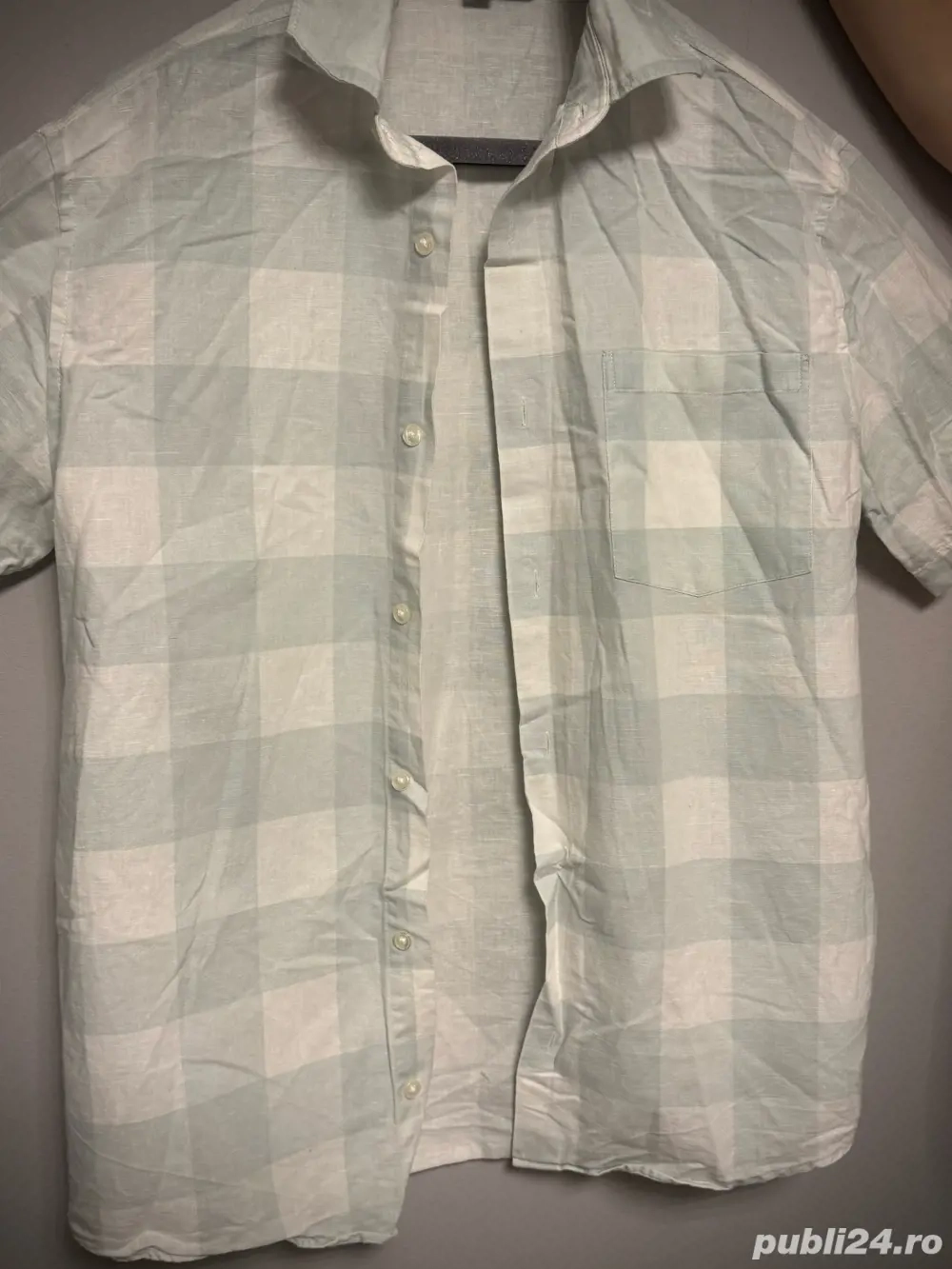 Cămașă mână scurtă în carouri   lejeră, de vară