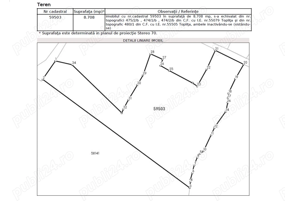 Teren intravilan 8.708 mp   Toplița, jud. Harghita