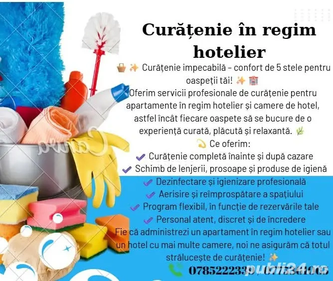 Curățenie regim hotelier generală  firme ,birouri,clinici !