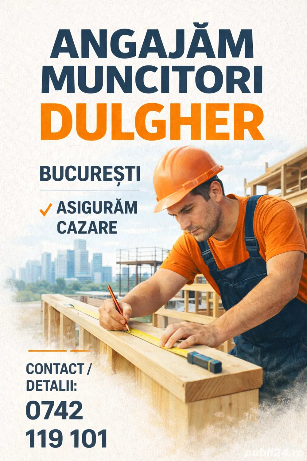 Angajăm dulgher - București - Cazare asigurată